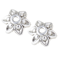 Tibetan Style Bead Cap, Flower, antique silver color plated, nickel, lead & cadmium free, 10x10x3mm, Hole:Approx 1.5mm, Approx 2778PCs/KG, Sold By KG