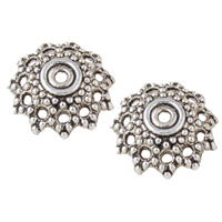 Tibetan Style Bead Cap, Flower, antique silver color plated, nickel, lead & cadmium free, 12x12x3.50mm, Hole:Approx 1mm, Approx 1296PCs/KG, Sold By KG