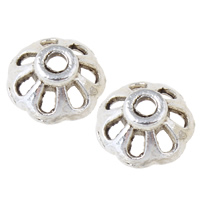 Tibetan Style Bead Cap, Flower, antique silver color plated, nickel, lead & cadmium free, 8x8x3.50mm, Hole:Approx 1mm, Approx 4348PCs/KG, Sold By KG