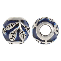 Brass Jewelry Beads, Drum, antique silver color plated, enamel, lead & cadmium free, 10x9mm, Hole:Approx 3.5mm, 10PCs/Bag, Sold By Bag