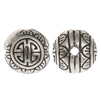 Brass Jewelry Beads, Round, antique silver color plated, lead & cadmium free, 8x8mm, Hole:Approx 1mm, 20PCs/Bag, Sold By Bag