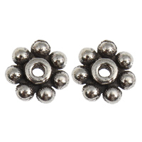 Brass Spacer Bead, Flower, antique silver color plated, lead & cadmium free, 6x2mm, Hole:Approx 1mm, 60PCs/Bag, Sold By Bag
