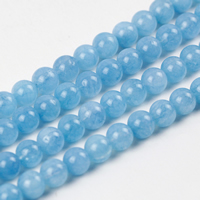 Natural Quartz Jewelry Beads, Round, imitation aquamarine & March Birthstone & different size for choice, Grade AAAA, Length:Approx 15 Inch