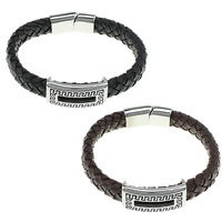Unisex Bracelet Cowhide with Stainless Steel enamel 12mm  Sold Per Approx 8.5 Inch Strand