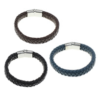 Cowhide Bracelet, stainless steel magnetic clasp, more colors for choice, nickel, lead & cadmium free, 12mm, 29x14mm, Sold Per Approx 8.5 Inch Strand