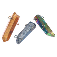 Quartz Gemstone Pendants with Brass colorful plated mixed & double-hole - Approx 2mm Sold By Bag