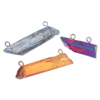 Quartz Gemstone Pendants, with Brass, colorful plated, mixed & double-hole, 32x14x11mm-50x16x12mm, Hole:Approx 2mm, 20PCs/Bag, Sold By Bag