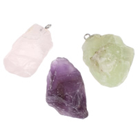 Quartz Gemstone Pendants, with brass bail, natural, mixed, 26x28x23mm-27x29x21mm, Hole:Approx 2mm, 30PCs/Bag, Sold By Bag