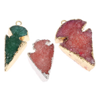 Natural Quartz Druzy Pendants, with Brass, plated, druzy style & mixed, 19x38x13mm-28x48x15mm, Hole:Approx 2mm, 10PCs/Bag, Sold By Bag