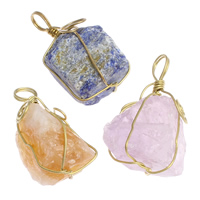 Quartz Gemstone Pendants with Brass plated mixed - Approx 6mm Sold By Bag
