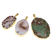 Gemstone Pendants Jewelry, with Brass, gold color plated, mixed, 20x37x5mm-33x60x5mm, Hole:Approx 2x6mm, 10PCs/Bag, Sold By Bag