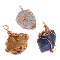 Quartz Gemstone Pendants with Brass rose gold color plated mixed - Approx 8mm Sold By Bag