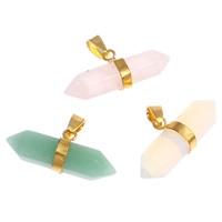 Gemstone Pendants Jewelry, with Brass, gold color plated, mixed, 34x14x10mm, Hole:Approx 4x7mm, 30PCs/Bag, Sold By Bag