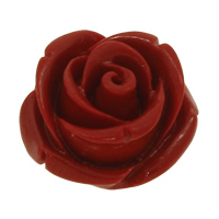 Synthetic Coral Beads, Flower, carved, red, 15x12mm, Hole:Approx 1mm, 10PCs/Bag, Sold By Bag