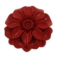 Coral, Flower, carved & 1/1 loop, red, 50x13mm, Hole:Approx 2mm, 10PCs/Bag, Sold By Bag