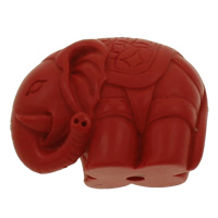 Synthetic Coral Beads, Elephant, carved, red, 28x22x15mm, Hole:Approx 2mm, 10PCs/Bag, Sold By Bag
