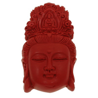 Coral Cabochon Guanyin carved red Sold By Bag