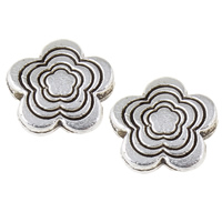 Tibetan Style Flower Beads, antique silver color plated, nickel, lead & cadmium free, 13x13x3mm, Hole:Approx 1mm, Approx 1282PCs/KG, Sold By KG