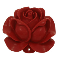 Coral, Flower, carved & 1/1 loop, red, 49x21mm, Hole:Approx 2mm, 10PCs/Bag, Sold By Bag
