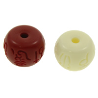 Buddhistiske perler, Syntetisk Coral, Rondelle, buddhistiske smykker & Om Mani Padme Hum & udskårne, flere farver til valg, 10x13mm, Hole:Ca. 2mm, 100pc'er/Bag, Solgt af Bag