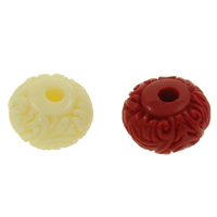 Synthetic Coral Beads, Rondelle, carved, more colors for choice, 8x12mm, Hole:Approx 2mm, 100PCs/Bag, Sold By Bag