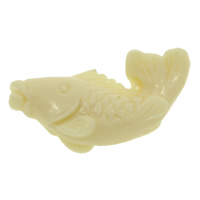 Synthetic Coral Beads, Fish, carved, beige, 45x25x10mm, Hole:Approx 1.5mm, 10PCs/Bag, Sold By Bag