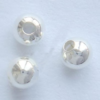 Brass Jewelry Beads, Round, platinum color plated, nickel, lead & cadmium free, 6mm, Hole:Approx 2.5mm, 5000PCs/Bag, Sold By Bag