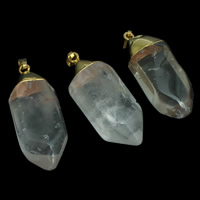 Clear Quartz Pendant with brass bail gold color plated mixed - Approx Sold By Bag