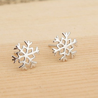 925 Sterling Silver Stud Earrings, Snowflake, 10x10mm, 4Pairs/Lot, Sold By Lot
