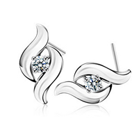 925 Sterling Silver Stud Earrings with cubic zirconia Sold By Pair