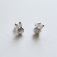 925 Sterling Silver Stud Earrings, Rabbit, 5x10mm, Sold By Pair