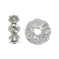 Rhinestone Spacers Brass Rondelle silver color plated with rhinestone nickel lead & cadmium free Approx 2.3mm Sold By Bag