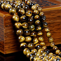 Tigerauge Perle, rund, natürlich, verschiedene Größen vorhanden, gelb, Grad AAA, Länge:ca. 15 ZollInch