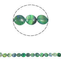 Natürliche Streifen Achat Perlen, flache Runde, grün, 20x20mm, Bohrung:ca. 1.5mm, ca. 20PCs/Strang, verkauft per ca. 15.3 ZollInch Strang