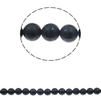 Natürliche schwarze Achat Perlen, Schwarzer Achat, rund, verschiedene Größen vorhanden & satiniert, Bohrung:ca. 1.5mm, verkauft per ca. 15.1 ZollInch Strang