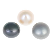 Perles nacres de culture d'eau douce demi percées , perle d'eau douce cultivée, dôme, semi-foré, plus de couleurs à choisir, Niveau AA, 13-14mm, Trou:Environ 0.8mm, 10pairescouple/sac, Vendu par sac