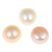 Metà forato coltivate in acqua dolce Perla, perla d'acquadolce coltivata naturalmente, Cupola, mezzo foro, nessuno, Grade AA, 7-7.5mm, Foro:Appross. 0.8mm, 48Pairspaio/borsa, Venduto da borsa
