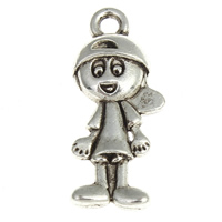 Character Tibetan Style Pendants, Boy, antique silver color plated, nickel, lead & cadmium free, 18.5x8mm, Hole:Approx 1.5mm, Approx 1064PCs/KG, Sold By KG