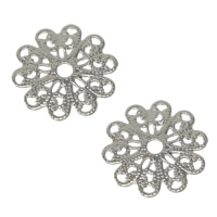 Brass Gasket, Flower, platinum color plated, nickel, lead & cadmium free, 16x16x0.30mm, Hole:Approx 2mm, 500PCs/Lot, Sold By Lot