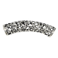 Brass Tube Beads, silver color plated, hollow & blacken, nickel, lead & cadmium free, 38x8x8mm, Hole:Approx 6mm, 50PCs/Lot, Sold By Lot
