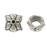 Brass Beads Setting, Flower, silver color plated, large hole & blacken, nickel, lead & cadmium free, 10x10.50x8.50mm, Hole:Approx 5.5mm, Inner Diameter:Approx 1.5mm, 200PCs/Lot, Sold By Lot