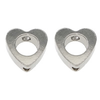 Brass Jewelry Beads, Heart, platinum color plated, nickel, lead & cadmium free, 6x6x2.50mm, Hole:Approx 1mm, 200PCs/Lot, Sold By Lot