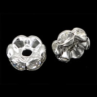 Rhinestone Spacers, Brass, Donut, silver color plated, with rhinestone, 5x5x2.80mm, Hole:Approx 1mm, 500PCs/Bag, Sold By Bag