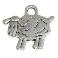 Tibetan Style Animal Pendants, Sheep, antique silver color plated, nickel, lead & cadmium free, 15x15x2mm, Hole:Approx 2mm, Approx 1031PCs/KG, Sold By KG