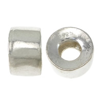 925 Sterling Silver European Beads, Column, without troll, 6.60x11mm, Hole:Approx 5mm, 20PCs/Lot, Sold By Lot