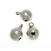 Brass Bell Pendant, platinum color plated, lead & cadmium free, 7.50x10.50mm, Hole:Approx 1.5mm, 2000PCs/Bag, Sold By Bag