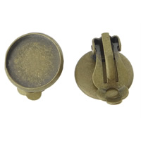 Brass Clip On Earring Finding Flat Round antique bronze color plated lead & cadmium free Inner Approx 10mm Sold By Bag