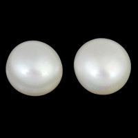 Cultured Half Drilled Freshwater Pearl Beads, Dome, natural, half-drilled, white, Grade AAA, 8-8.5mm, Hole:Approx 0.8mm, 44Pairs/Bag, Sold By Bag