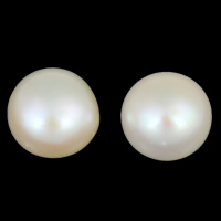 Perles nacres de culture d'eau douce demi percées , perle d'eau douce cultivée, dôme, naturel, semi-foré, blanc, grade AAA, 8-8.5mm, Trou:Environ 0.8mm, 44pairescouple/sac, Vendu par sac