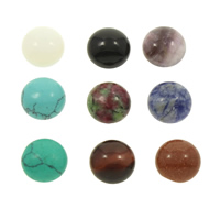 Gemstone Cabochon, natural, different size for choice & flat back & mixed, 50PCs/Bag, Sold By Bag